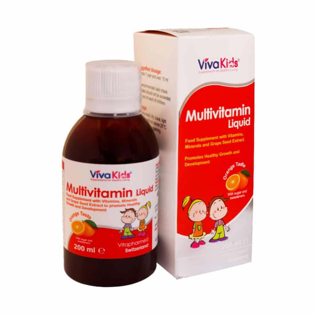 Viva-Kids-Multivitamin-Liquid شربت مولتی ویتامین ویواکیدز 200 میلی لیتر - تصویر 1